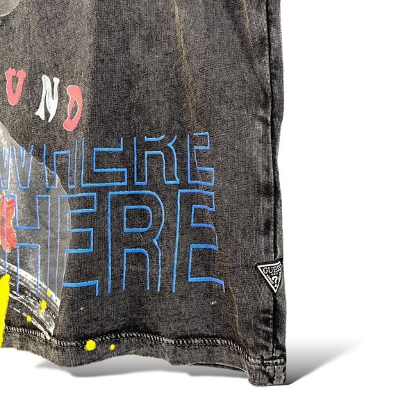 Guess Eco T-Shirt Mens Sz XS Black Cosmic Sounds Short Sleeve Graphic Print Tee - Picture 4 of 7